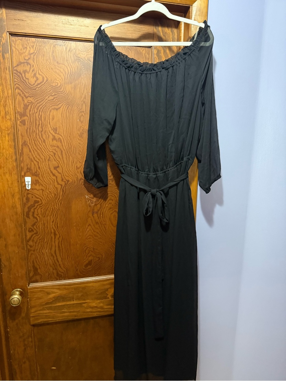 Nine West Black Strapless Midi Dress with Waist Tie